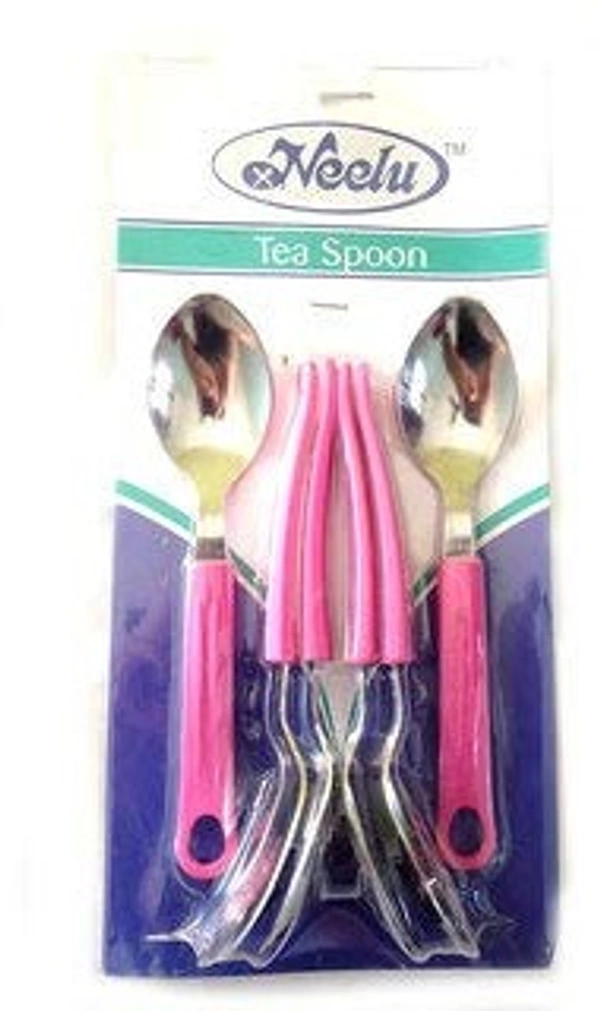 Neelu Tea Spoon (Stainless Steel with Plastic Handle), 6Pcs Set (Multicolour) - Hiranagar, Kathua Jatwal