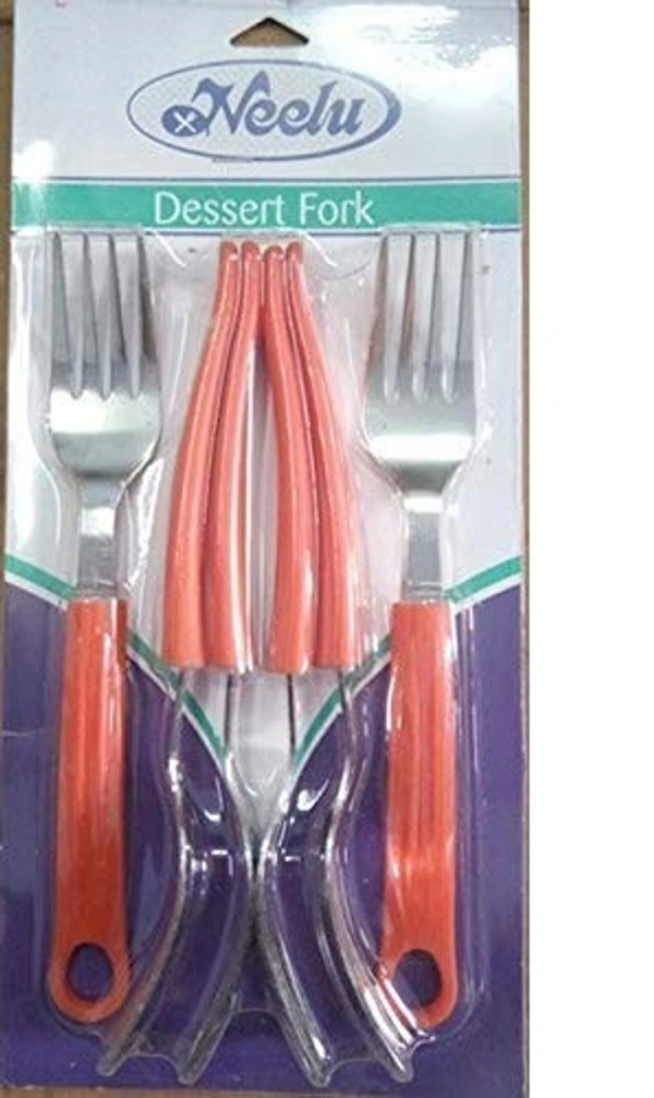 Neelu Dessert Fork Stainless Steel with Plastic handle (6Pcs Set,Multicolour) - Hiranagar, Kathua Jatwal