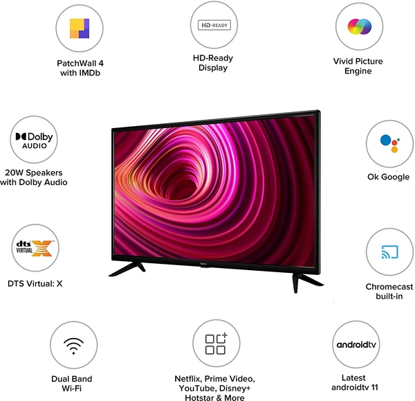 Redmi 80 cm (32 inches) HD Ready Smart LED TV With Android 11 - Free Scheduled Delivery