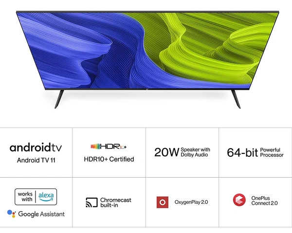 OnePlus 108 cm (43 inches) Y Series Full HD Smart Android LED TV 43 Y1S (Black) (2022 Model) - FREE Scheduled Delivery