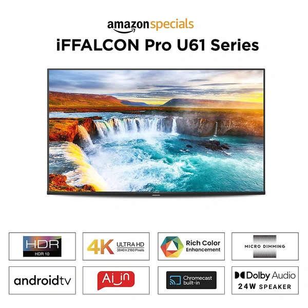 iFFALCON 108 cm (43 inches) 4K Ultra HD Certified Android Smart LED TV 43U61 (Black) (2021 Model) - FREE Scheduled Delivery