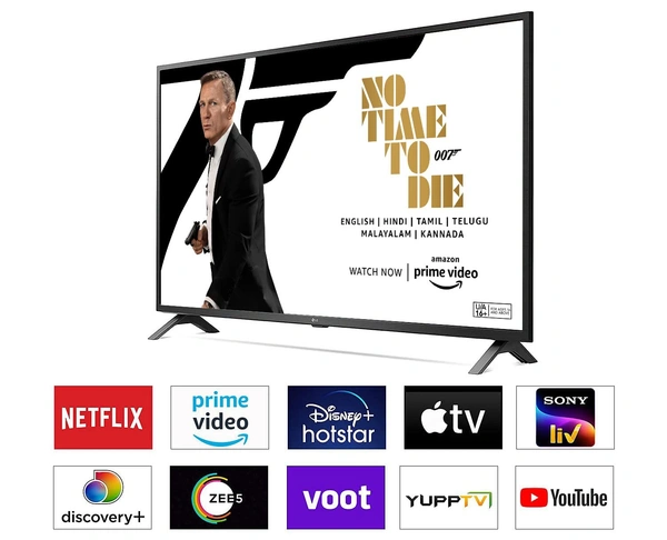 LG 139.7 cm (55 inches) 4K Ultra HD Smart LED TV 55UP7500PTZ (Rocky Black) (2021 Model) - FREE Scheduled Delivery