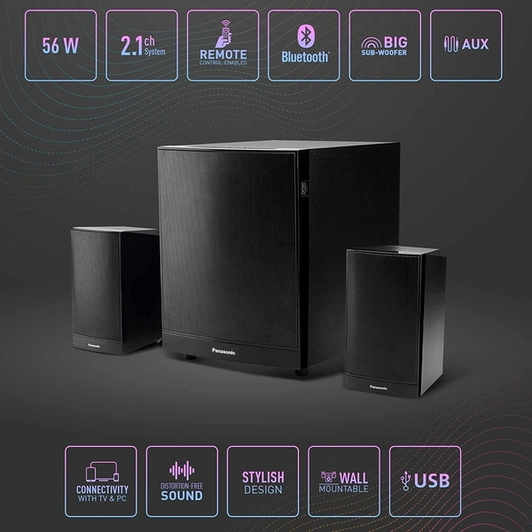 Panasonic SC-HT250GW-K 56 W Bluetooth Home Theatre (Black, 2.1 Channel) - FREE Scheduled Delivery