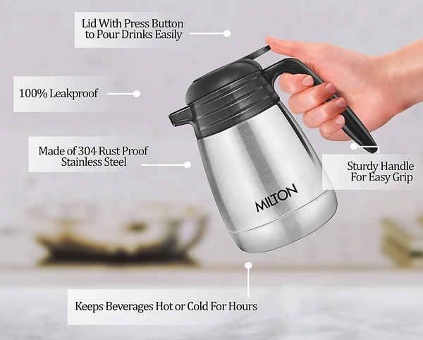 Milton Thermosteel Classic 24 Hours Hot or Cold Tea/Coffee Carafe, 1000 ml, Silver - Hiranagar, Kathua Jatwal