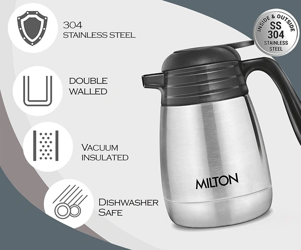 Milton Thermosteel Classic 24 Hours Hot or Cold Tea/Coffee Carafe, 1000 ml, Silver - Hiranagar, Kathua Jatwal