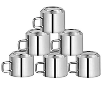 Stainless Steel Double Wall Steel Tea Cup Coffee Mug (Set of 6) - Hiranagar