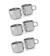 Stainless Steel Double Wall Steel Tea Cup Coffee Mug (Set of 6) - Hiranagar
