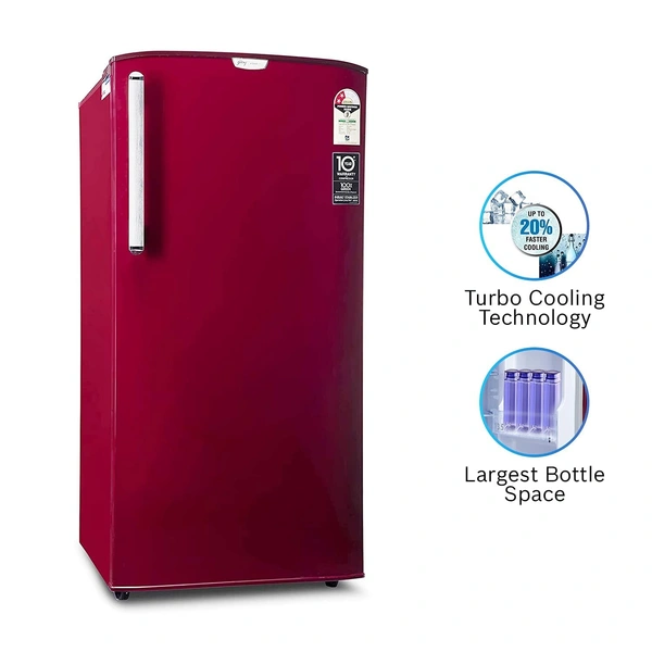 Godrej 192 L 3 Star Direct-Cool Single Door Refrigerator (RD EDGERIO 207C 33 THF Rby Red, Ruby Red, Turbo Cooling) - Kathua Samba, 3-5 Days