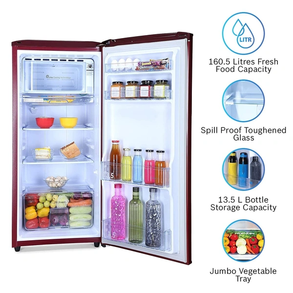 Godrej 192 L 3 Star Direct-Cool Single Door Refrigerator (RD EDGERIO 207C 33 THF Rby Red, Ruby Red, Turbo Cooling) - Kathua Samba, 3-5 Days
