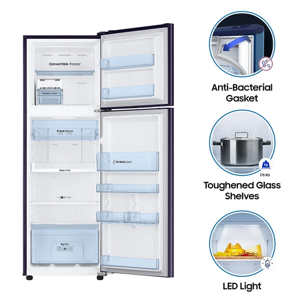 Samsung 275 L 3 Star with Inverter Double Door Refrigerator (RT30T3743S9/HL, Refined Inox, Convertible) - Credit & Debit Card Accepted, 3-5 Days