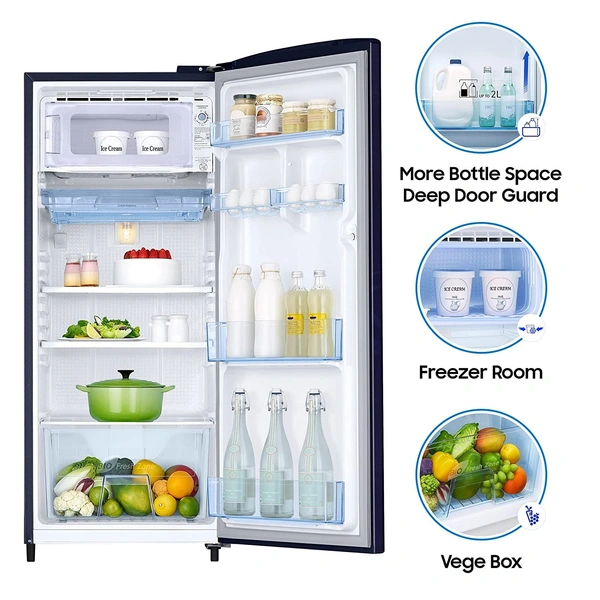 Samsung 192 L 2 Star Direct Cool Single Door Refrigerator (RR19A2Y2B6U/NL, Mystic Overlay Blue) - Credit & Debit Card Accepted, 3-5 Days