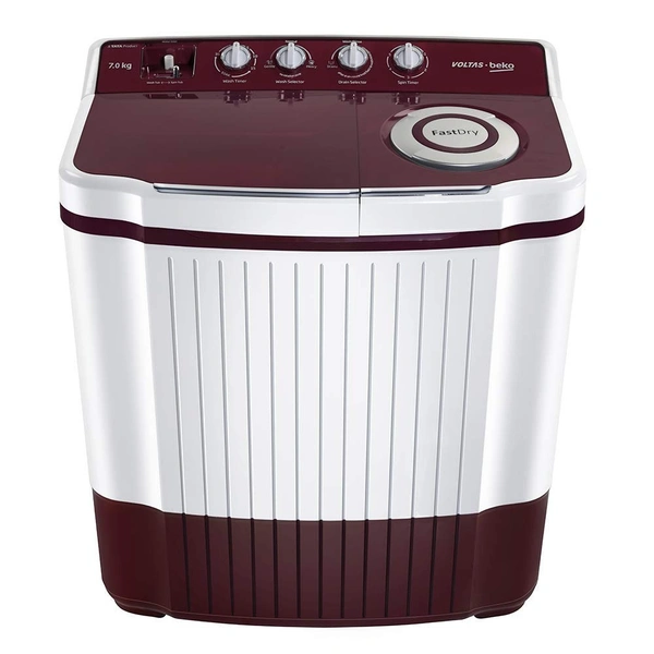 Voltas Beko 7Kg Semi Automatic Top Loading Washing Machine (WTT70DLIM,Burgundy) - Credit & Debit Card Accepted, 3-5 Days