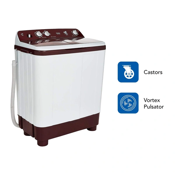 Haier 8 kg Semi-Automatic Top Loading Washing Machine (HTW80-1128BT, Burgundy) - Credit & Debit Card Accepted, 3-5 Days