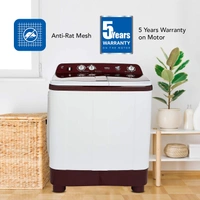 Haier 8 kg Semi-Automatic Top Loading Washing Machine (HTW80-1128BT, Burgundy) - Credit & Debit Card Accepted, 3-5 Days