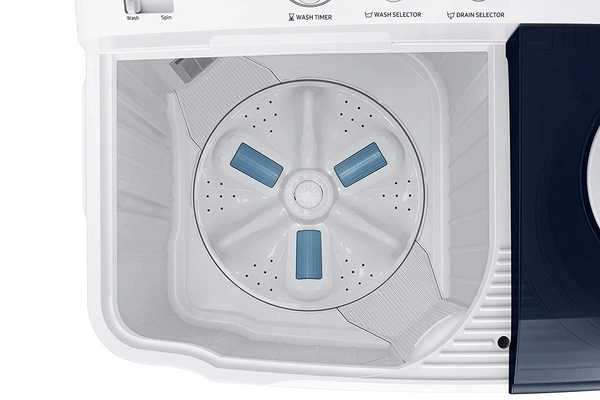 Samsung 8.0 Kg Semi-Automatic 5 Star Top Loading Washing Machine (WT80R4200LG/TL, Light Grey, Royal Blue Lid (Transparent), Hexa Storm Pulsator) - Credit & Debit Card Accepted, 3-5 Days