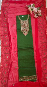 Pure Zam Cotton With Fancy Embroidery With Zarkan Work Suit