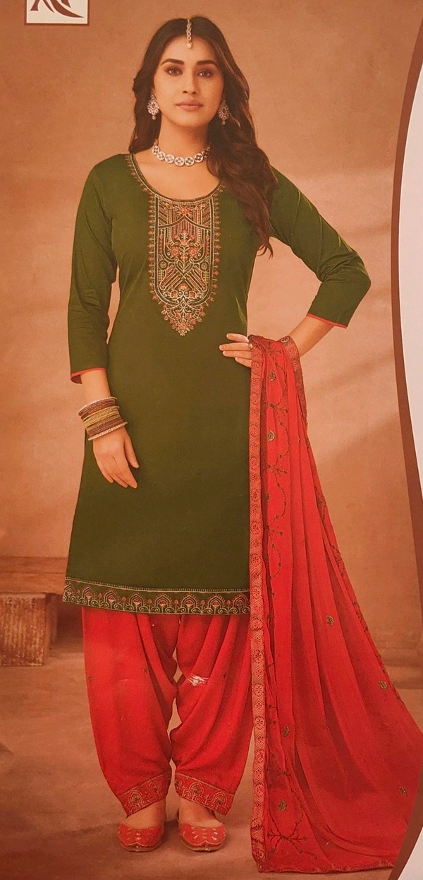 Pure Zam Cotton With Fancy Embroidery With Zarkan Work Suit