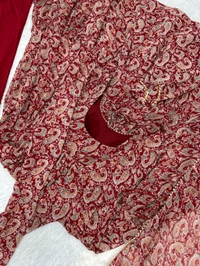 Pure Soft Fox Georgette Kalamkari Print Fabric Fully Flair Anarkali,with Duppta Set* - Xs