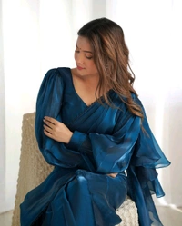 Ready To Wear Predrapped Saree With Full Stitched Blouse Jimmy Choo - Xxl