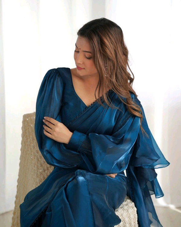 Ready To Wear Predrapped Saree With Full Stitched Blouse Jimmy Choo - Xxl