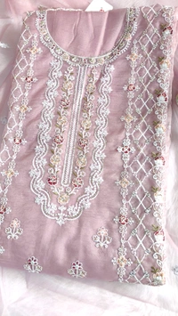 ORGANZA EMBROIDERED WITH HEAVY ZARKANDUPATTA:- ORGANZA EMBROIDEREDBOTTOM/INNER:- SANTOON