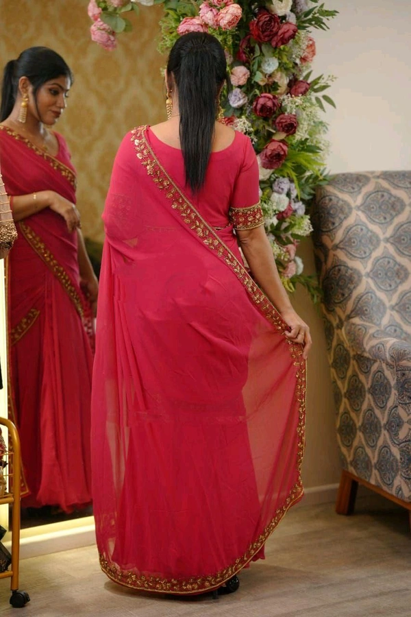 Gown Saree Ready To Wear  - M  38 Stitched  Upto L 40 Margin