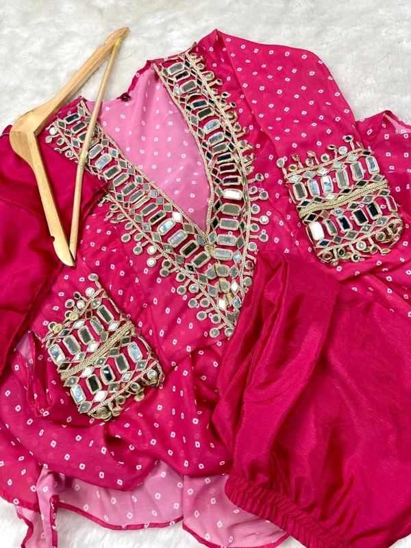 Presenting Beautiful Heavy quality Georgette Fabric designer wear  Style Anarkali Style Side Cut Kurti with Chinon - 38