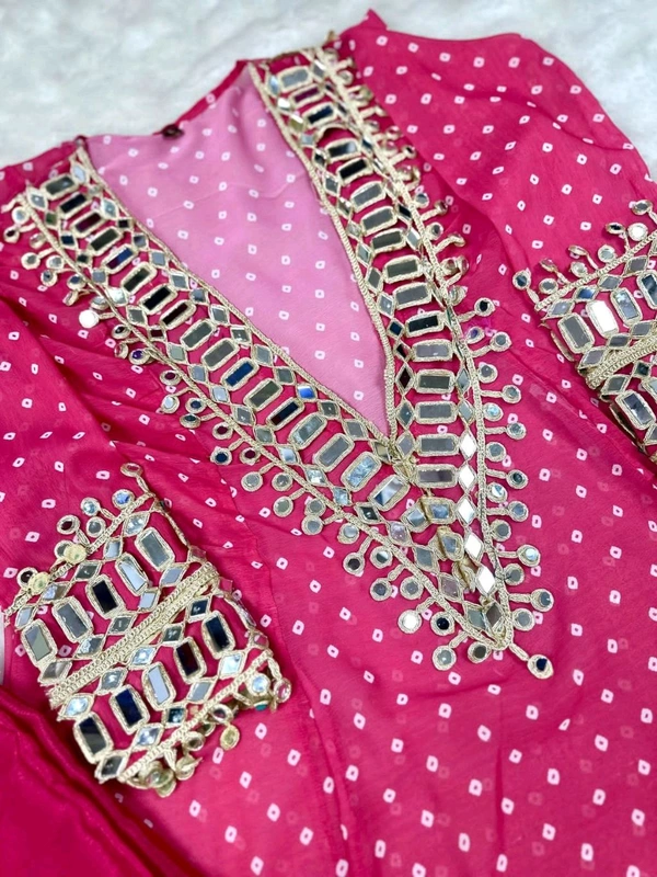 Presenting Beautiful Heavy quality Georgette Fabric designer wear  Style Anarkali Style Side Cut Kurti with Chinon - 38