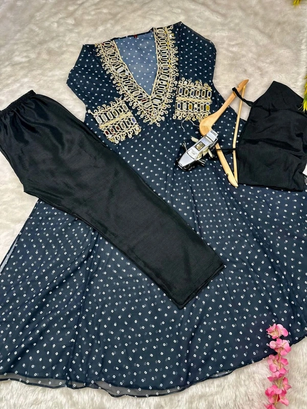 Presenting Beautiful Heavy quality Georgette Fabric designer wear  Style Anarkali Style Side Cut Kurti with Chinon - 40