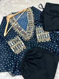 Presenting Beautiful Heavy quality Georgette Fabric designer wear  Style Anarkali Style Side Cut Kurti with Chinon - 46