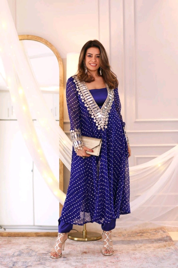 Presenting Beautiful Heavy quality Georgette Fabric designer wear  Style Anarkali Style Side Cut Kurti with Chinon - 38