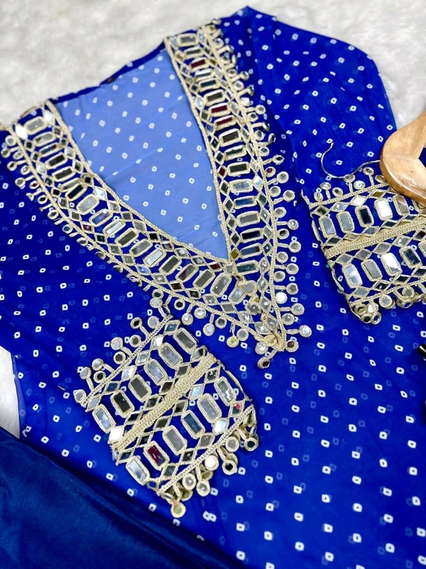 Presenting Beautiful Heavy quality Georgette Fabric designer wear  Style Anarkali Style Side Cut Kurti with Chinon - 38