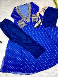 Presenting Beautiful Heavy quality Georgette Fabric designer wear  Style Anarkali Style Side Cut Kurti with Chinon - 40
