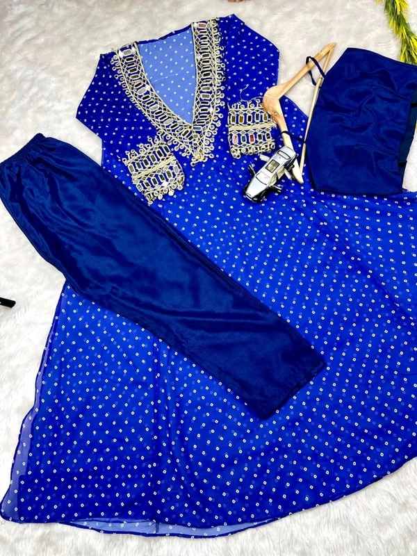 Presenting Beautiful Heavy quality Georgette Fabric designer wear  Style Anarkali Style Side Cut Kurti with Chinon - 40