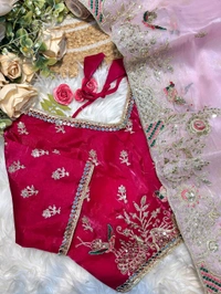 Pure soft zimmy choo silk saree with beautiful embroidery