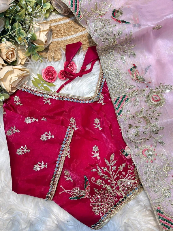 Pure soft zimmy choo silk saree with beautiful embroidery