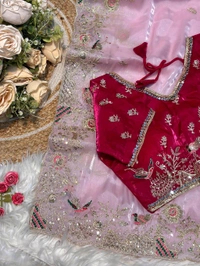 Pure soft zimmy choo silk saree with beautiful embroidery