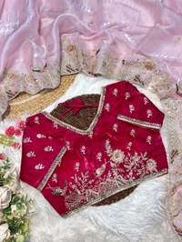 Pure soft zimmy choo silk saree with beautiful embroidery