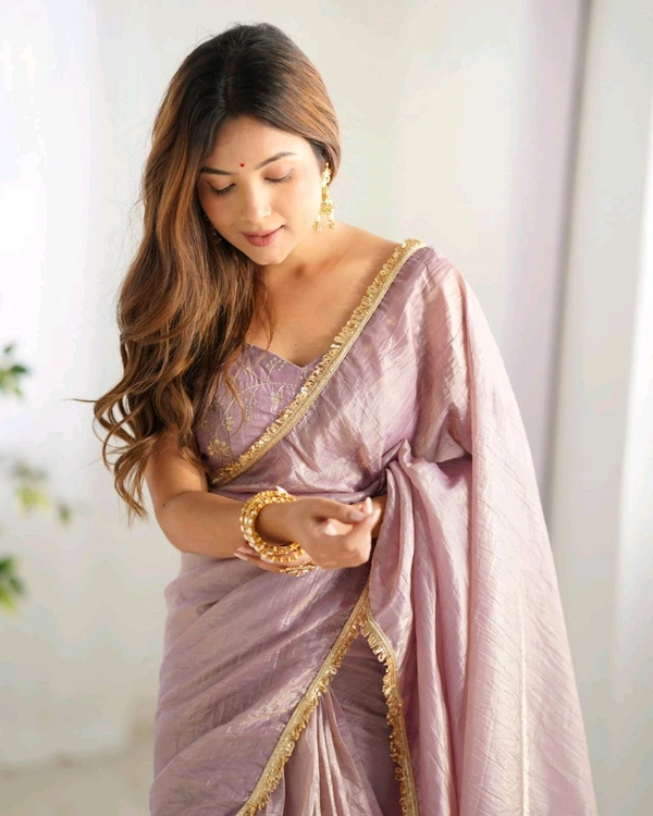 Our Latest Collection Of Ready To Wear Saree With Premium Quality Gold Crush Tissue Silk Saree Is Timeless Addition For The Upcoming Festivities And Weddings* - Xs -34