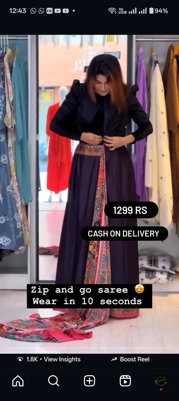 😍Presenting A New Trending Zip Nd Go Saree* - M 38
