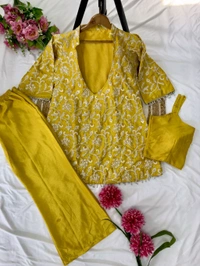 One More Super Hit Chinnon Top, Pant & Blouse - Xl Stitched Upto XXL Margin