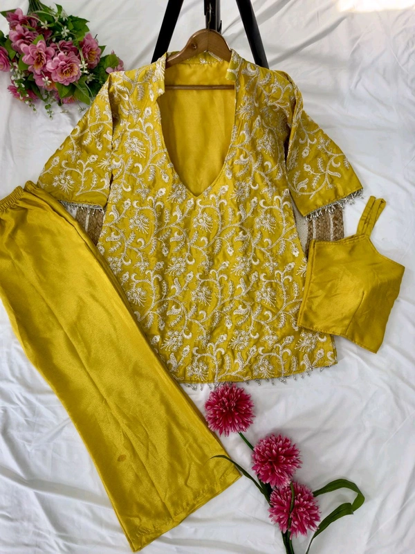 One More Super Hit Chinnon Top, Pant & Blouse - Xl Stitched Upto XXL Margin