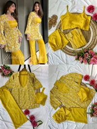 One More Super Hit Chinnon Top, Pant & Blouse - Xl Stitched Upto XXL Margin