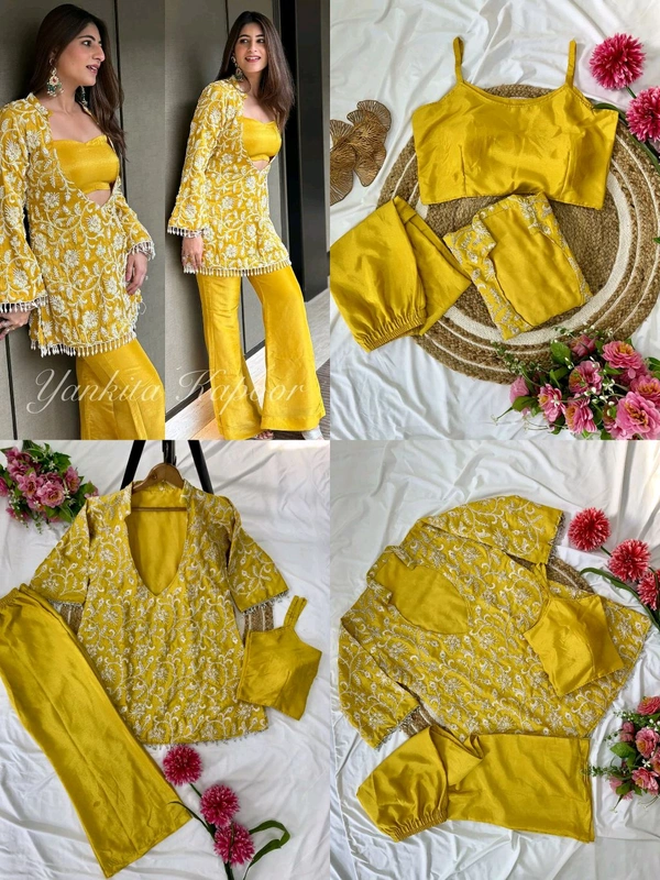 One More Super Hit Chinnon Top, Pant & Blouse - Xl Stitched Upto XXL Margin