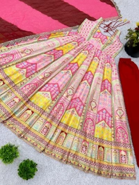 Launching New Designer Party Wear Look Gown, Bottom and Dupatta in Fully Kali Flair With Attached Pad*💥 - M