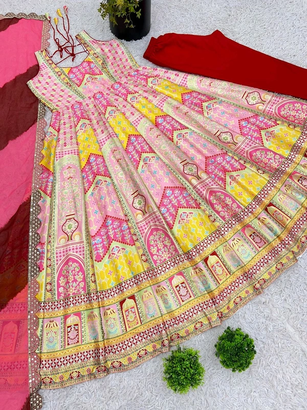Launching New Designer Party Wear Look Gown, Bottom and Dupatta in Fully Kali Flair With Attached Pad*💥 - L