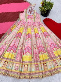Launching New Designer Party Wear Look Gown, Bottom and Dupatta in Fully Kali Flair With Attached Pad*💥 - Xxl
