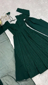 Georgette fabric Anarkali suit set for the upcoming festivities and wedding season *
*FULLY FLAIR KALI PATTERN AND CANVAS PATTA WITH DUPPTA SET,PENT READY TO - S-36