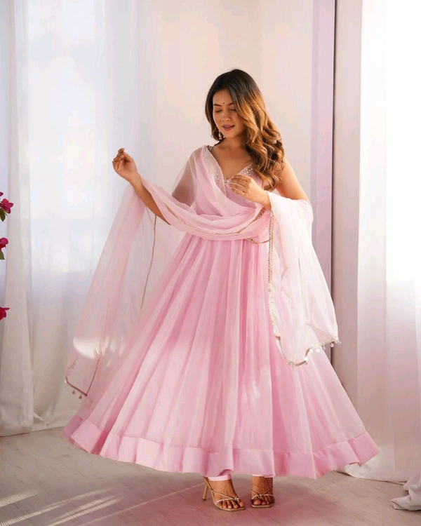 Presenting New Designer Collection In Faux Georgette With Embroidery Real Mirror 🪞 Work Gown And Dupatta Set Fully Stitched Ready To Wear 🔥😍🥰* - M 38