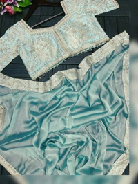 *New Super Trending Embroidery cording work ready to wear saree with Embroidery Blouse*